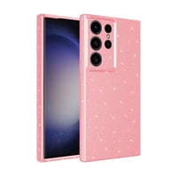 Galaxy S24 Ultra Kılıf Kamera Korumalı Simli Lüks Zore Koton Kapak  Pembe