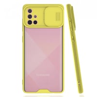 Nettech Samsung Galaxy A71 Uyumlu Platin Kamera Kızaklı Arka Koruma Kılıf (Sarı) NT86687