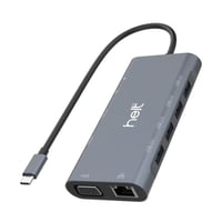Helt HTOT01 USB + Hdmı + Vga + TypeC + Jack + Ethernet + Sd Kart To Typec Dönüştürücü (Gri) NT100956