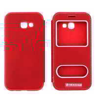 Nettech Samsung Galaxy A520 A5 2017 Uyumlu Pencereli Kapaklı Kılıf (Kırmızı) VR1827