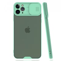 Nettech Apple iPhone 11 Pro Max Uyumlu Platin Kamera Kızaklı Arka Koruma Kılıf (Su Yeşili) NT86647