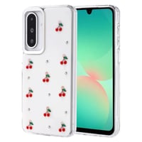 Galaxy A16 Kılıf Airbag Tasarımlı Simli Şeffaf Zore Kutup Kapak  Kiraz