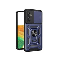 Galaxy A34 Kılıf Magnetik Standlı Kamera Korumalı Zore Sürgülü Vega Kapak  Mavi