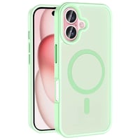 Apple iPhone 16 Kılıf Magsafe Şarj Özellikli Mat Arka Yüzey Zore Sio Kapak  Açık Yeşil
