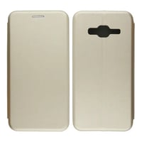 Nettech Samsung Galaxy J300 J3 Uyumlu Lüx Seri Kapaklı Kılıf (Gold) VR18121