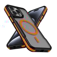 Apple iPhone 14 Pro Max Kılıf Magsafe Şarj Özellikli Renkli Kenar Airbag Şeritli Zore Lamer Kapak  Turuncu