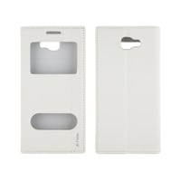 Nettech Samsung Galaxy G570 J5 Prime Uyumlu Pencereli Kapaklı Kılıf (Beyaz) VR1126