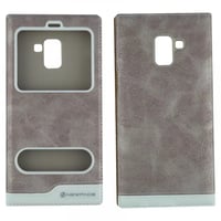 Nettech Samsung Galaxy A730 A8 Plus 2018 Uyumlu Kapaklı Kılıf Kapaklı Kılıf (Gold) VR793