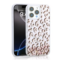 Apple iPhone 15 Pro Max Kılıf Sıvılı Simli Baskılı Şeffaf Arka Yüzey Zore Mossa Silikon Kapak Pembe