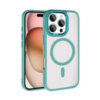 Apple iPhone 16 Pro Max Kılıf Wireless Şarj Özellikli Zore Krom Magsafe Silikon Kapak  Yeşil