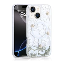 Apple iPhone 15 Kılıf Sıvılı Simli Baskılı Şeffaf Arka Yüzey Zore Mossa Silikon Kapak  Gri