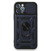 Nettech Apple iPhone 12 Pro Uyumlu Kızaklı Panzer Seri Arka Koruma Kılıf (Lacivert) NT85943