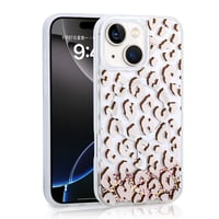 Apple iPhone 15 Kılıf Sıvılı Simli Baskılı Şeffaf Arka Yüzey Zore Mossa Silikon Kapak  Pembe