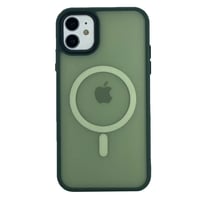 Nettech Apple iPhone 11 Uyumlu Mat Renkli MagSafe Arka Koruma Kılıf (Yeşil) NT101304