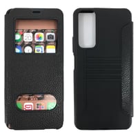 Nettech Huawei P Smart 2021 Uyumlu Pencereli Kapaklı Kılıf (Siyah) NT84500