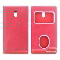 Nettech Nokia 3 Uyumlu Pencereli Kapaklı Kılıf (Kırmızı) VR1903
