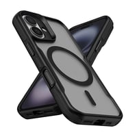 Apple iPhone 16 Kılıf Magsafe Şarj Özellikli Renkli Kenar Airbag Şeritli Zore Lamer Kapak  Siyah