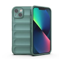 Apple iPhone 13 Kılıf Esnek TPU Oyuklu Arka Yüzey Tasarımlı Zore Etnik Silikon Kapak  Koyu Yeşil