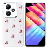 İnfinix Hot 30i Kılıf Airbag Tasarımlı Simli Şeffaf Zore Kutup Kapak Kiraz