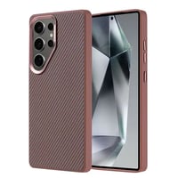 Galaxy S25 Ultra Kılıf Magsafe Şarj Özellikli Karbon Fiber Görünümlü Zore Troy Kapak Gold