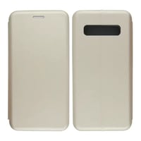 Nettech Samsung Galaxy S10 Uyumlu Lüx Seri Kapaklı Kılıf (Gold) VR18112