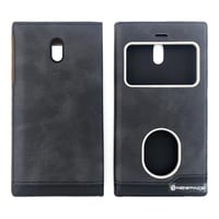 Nettech Nokia 3 Uyumlu Pencereli Kapaklı Kılıf (Siyah) VR1904