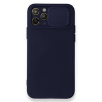 Nettech Apple iPhone 12 Pro Uyumlu Kızaklı Kamera Korumalı Arka Koruma Kılıf (Lacivert) NT84540