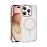 Apple iPhone 16 Pro Kılıf Wireless Şarj Özellikli Zore Krom Magsafe Silikon Kapak  Rose Gold