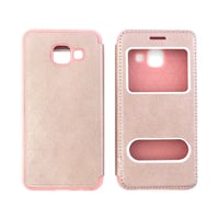 Nettech Samsung Galaxy A510 A5 2016 Uyumlu Pencereli Kapaklı Kılıf (Rose Gold) VR1332