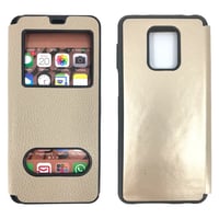 Nettech Xiaomi Redmi Note 9s Uyumlu Pencereli Kapaklı Kılıf (Gold) NT84472