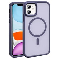 Apple iPhone 12 Kılıf Magsafe Şarj Özellikli Mat Arka Yüzey Zore Sio Kapak  Koyu Mor