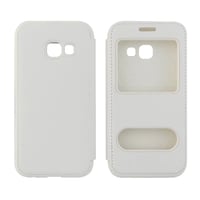 Nettech Samsung Galaxy A520 A5 2017 Uyumlu Pencereli Kapaklı Kılıf (Beyaz) VR1826