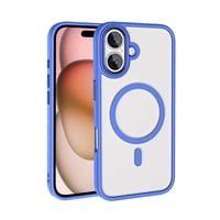 Apple iPhone 16 Plus Kılıf Wireless Şarj Özellikli Zore Krom Magsafe Silikon Kapak  Mavi