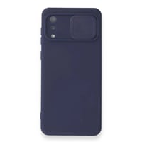 Nettech Samsung Galaxy A02 Uyumlu Kızaklı Kamera Korumalı Arka Koruma Kılıf (Lacivert) NT87131