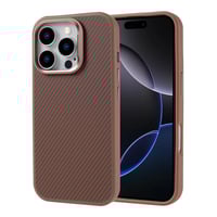 Apple iPhone 16 Pro Max Kılıf Magsafe Şarj Özellikli Karbon Fiber Görünümlü Zore Troy Kapak  Desert Titanyum