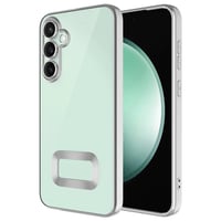 Galaxy S24 Plus Kılıf Kamera Korumalı Logo Gösteren Zore Omega Kapak  Gümüş