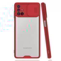 Nettech Samsung Galaxy M51 Uyumlu Platin Kamera Kızaklı Arka Koruma Kılıf (Kırmızı) NT86697