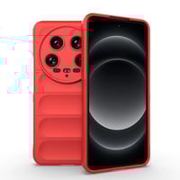 Xiaomi Mi 14 Ultra Kılıf Esnek TPU Oyuklu Arka Yüzey Tasarımlı Zore Etnik Silikon Kapak  Kırmızı