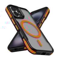 Apple iPhone 16 Plus Kılıf Magsafe Şarj Özellikli Renkli Kenar Airbag Şeritli Zore Lamer Kapak Turuncu