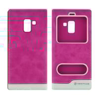 Nettech Samsung Galaxy A730 A8 Plus 2018 Uyumlu Kapaklı Kılıf Kapaklı Kılıf (Pembe) VR792