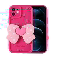 Apple iPhone 12 Kılıf Kamera Korumalı Figür Tasarımlı Zore Kapya Kapak Pembe Koyu