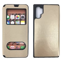 Nettech Samsung Galaxy Note 10 Plus Uyumlu Pencereli Kapaklı Kılıf (Gold) NT84488