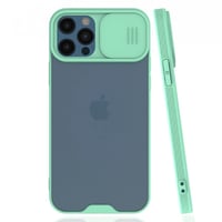 Nettech Apple iPhone 12 Pro Max Uyumlu Platin Kamera Kızaklı Arka Koruma Kılıf (Su Yeşili) NT86659