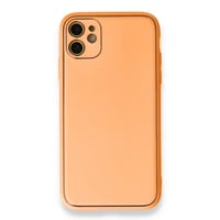 Nettech Apple iPhone 12 Uyumlu Coco Leather Seri Arka Koruma Kılıf (Turuncu) NT87802