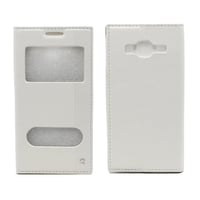 Nettech Samsung Galaxy J300 J3 Uyumlu Pencereli Kapaklı Kılıf (Beyaz) VR8264