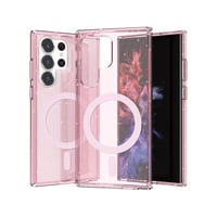 Galaxy S23 Ultra Kılıf Magsafe Şarj Özellikli Parlayan Simli Saydam Renkli Zore Allstar Kapak  Pembe