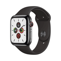 Apple Watch Series 5  Paslanmaz Çelik  44mm  Cellular  Gece yarısı