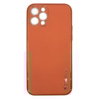 Nettech Apple iPhone 12 Pro Uyumlu Coco Leather Seri Arka Koruma Kılıf (Turuncu) NT87803