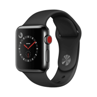 Apple Watch Series 3  Paslanmaz Çelik  38mm  Cellular  Gece yarısı