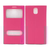 Nettech Samsung Galaxy N9000 Note 3 Uyumlu Pencereli Kapaklı Kılıf (Pembe) VR7035